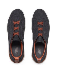 dunkelgraue Slip-On Sneakers aus Segeltuch von Ermenegildo Zegna