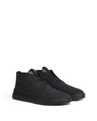 dunkelgraue Slip-On Sneakers aus Segeltuch von Ermenegildo Zegna