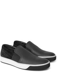 dunkelgraue Slip-On Sneakers aus Wildleder von Lanvin