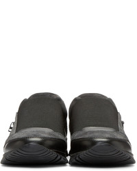 dunkelgraue Slip-On Sneakers aus Wildleder von Lanvin