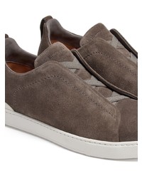 dunkelgraue Slip-On Sneakers aus Wildleder von Ermenegildo Zegna