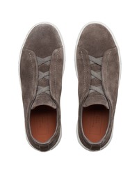 dunkelgraue Slip-On Sneakers aus Wildleder von Ermenegildo Zegna