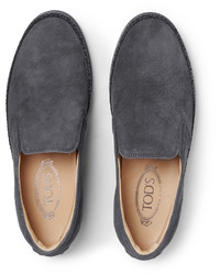 dunkelgraue Slip-On Sneakers aus Wildleder von Tod's