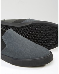 dunkelgraue Slip-On Sneakers aus Wildleder von Asos