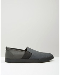 dunkelgraue Slip-On Sneakers aus Wildleder von Asos