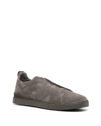 dunkelgraue Slip-On Sneakers aus Wildleder von Zegna