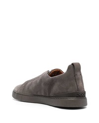 dunkelgraue Slip-On Sneakers aus Wildleder von Zegna