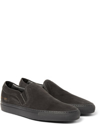 dunkelgraue Slip-On Sneakers aus Wildleder von Common Projects