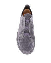 dunkelgraue Slip-On Sneakers aus Wildleder von Ermenegildo Zegna