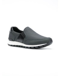 dunkelgraue Slip-On Sneakers von Prada