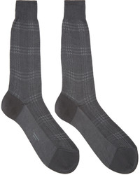 dunkelgraue Socken mit Schottenmuster von Thom Browne
