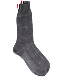 dunkelgraue Socken mit Schottenmuster von Thom Browne