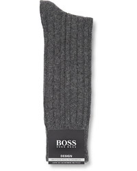dunkelgraue Strick Socken von Hugo Boss
