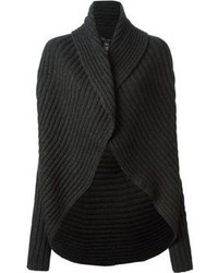 dunkelgraue Strick Strickjacke mit einer offenen Front von Ralph Lauren