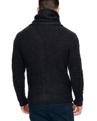 dunkelgraue Strickjacke mit einem Schalkragen von INDICODE