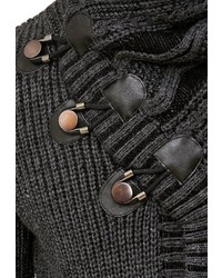 dunkelgraue Strickjacke mit einem Schalkragen von INDICODE