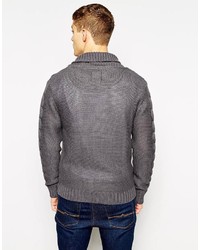 dunkelgraue Strickjacke mit einem Schalkragen von Brave Soul