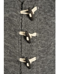 dunkelgraue Strickjacke mit einem Schalkragen von Solid