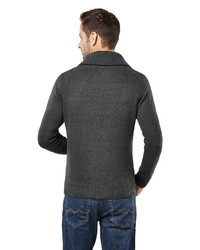 dunkelgraue Strickjacke mit einem Schalkragen von Vincenzo Boretti