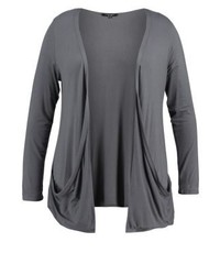 dunkelgraue Strickjacke mit einer offenen Front von New Look