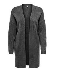 dunkelgraue Strickjacke mit einer offenen Front von Only