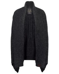 dunkelgraue Strickjacke mit einer offenen Front von Superdry