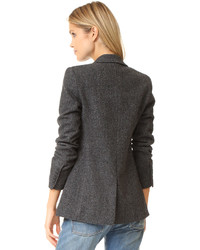dunkelgraue Tweed-Jacke mit Fischgrätenmuster von Vince