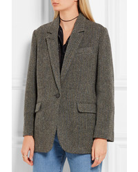 dunkelgraue Tweed-Jacke mit Fischgrätenmuster von Etoile Isabel Marant