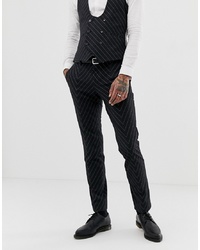 dunkelgraue vertikal gestreifte Anzughose von Twisted Tailor