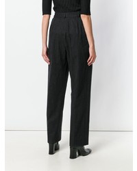 dunkelgraue vertikal gestreifte weite Hose von Yves Saint Laurent Vintage