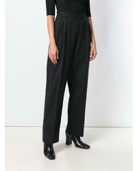 dunkelgraue vertikal gestreifte weite Hose von Yves Saint Laurent Vintage