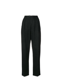 dunkelgraue vertikal gestreifte weite Hose von Yves Saint Laurent Vintage
