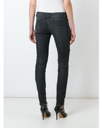 dunkelgraue verzierte enge Jeans von Balmain