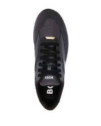 dunkelgraue verzierte Leder niedrige Sneakers von BOSS
