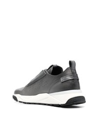 dunkelgraue verzierte Leder niedrige Sneakers von Santoni