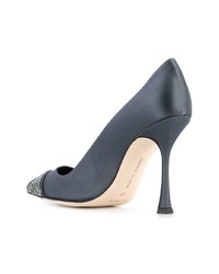 dunkelgraue verzierte Leder Pumps von Manolo Blahnik