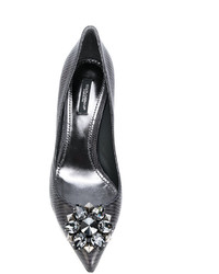 dunkelgraue verzierte Pumps von Dolce & Gabbana