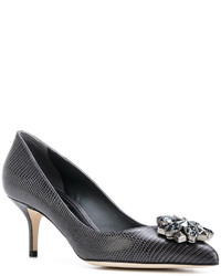 dunkelgraue verzierte Pumps von Dolce & Gabbana