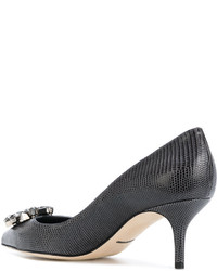 dunkelgraue verzierte Pumps von Dolce & Gabbana