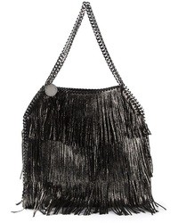 dunkelgraue verzierte Shopper Tasche aus Leder von Stella McCartney