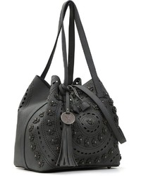 dunkelgraue verzierte Shopper Tasche aus Leder von SURI FREY
