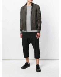 dunkelgraue Wildleder Bomberjacke von Rick Owens