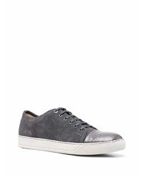 dunkelgraue Wildleder niedrige Sneakers von Lanvin