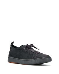 dunkelgraue Wildleder niedrige Sneakers von Santoni