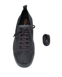 dunkelgraue Wildleder niedrige Sneakers von Santoni