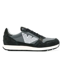 dunkelgraue Wildleder niedrige Sneakers von Emporio Armani