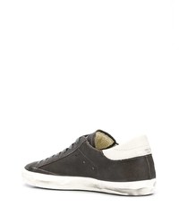 dunkelgraue Wildleder niedrige Sneakers von Philippe Model Paris