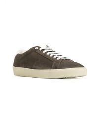 dunkelgraue Wildleder niedrige Sneakers von Saint Laurent