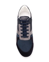 dunkelgraue Wildleder niedrige Sneakers von Emporio Armani