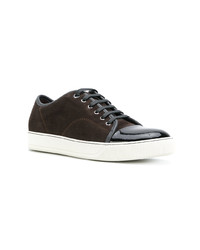 dunkelgraue Wildleder niedrige Sneakers von Lanvin